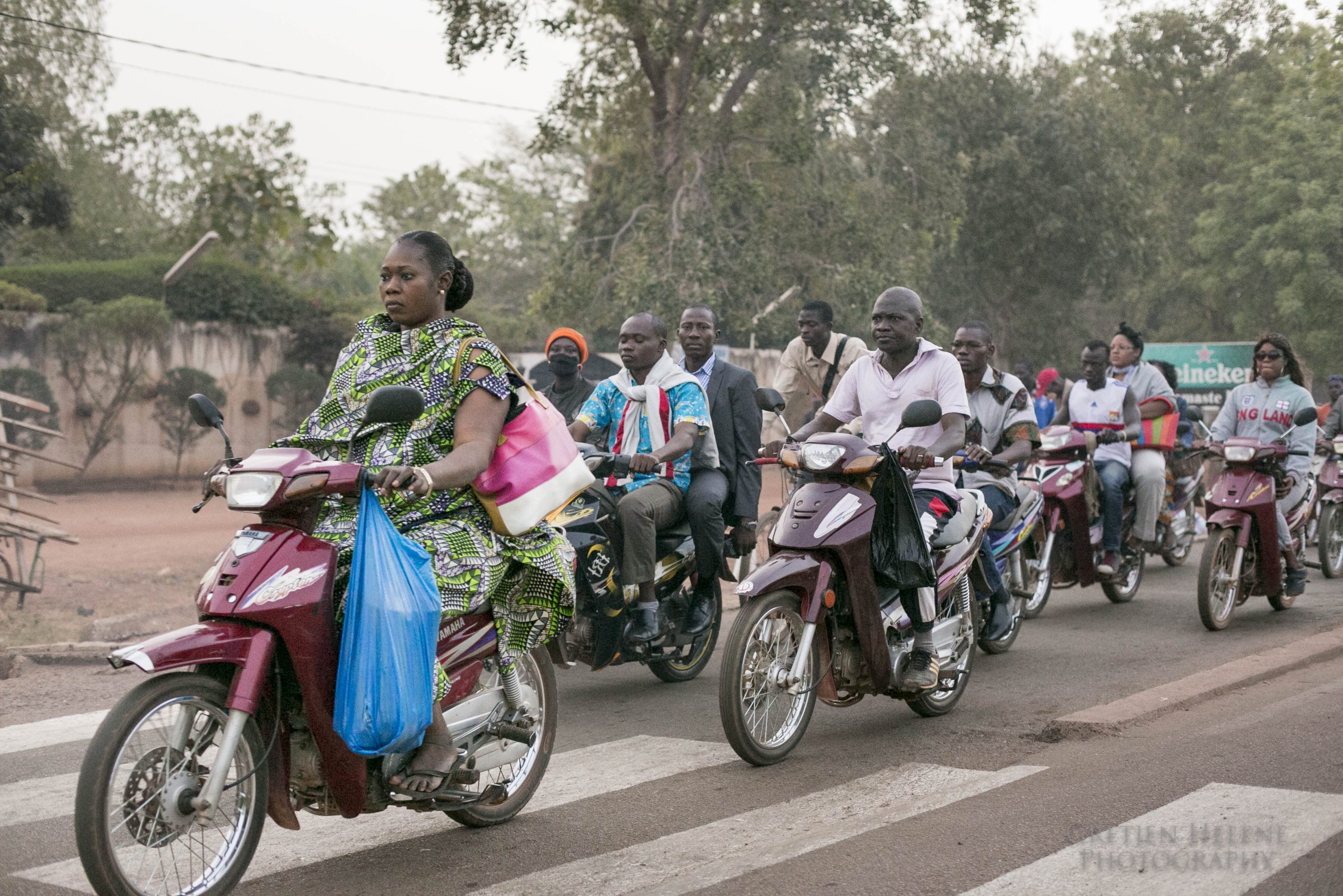 The motocycle/bike lane for commuters. Ouagadougou, Burkina Faso